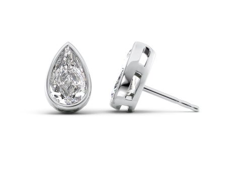 1 CTW Bezel Stud Earrings Set With Pear Lab Diamonds Online now