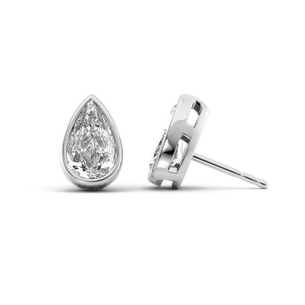 1 CTW Bezel Stud Earrings Set With Pear Lab Diamonds Online now