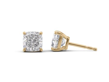 1 CTW Basket Stud Earrings Set With Cushion Lab Diamonds Online Sale