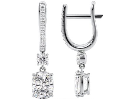 1 CTW Diamond Drop Earrings Set With Elongated Cushion Lab Diamonds For Discount