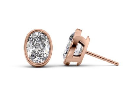 1 CTW Bezel Stud Earrings Set With Oval Lab Diamonds Online