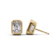 1 CTW Bezel Stud Earrings Set With Emerald Lab Diamonds Online Sale