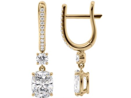 1 CTW Diamond Drop Earrings Set With Elongated Cushion Lab Diamonds For Discount