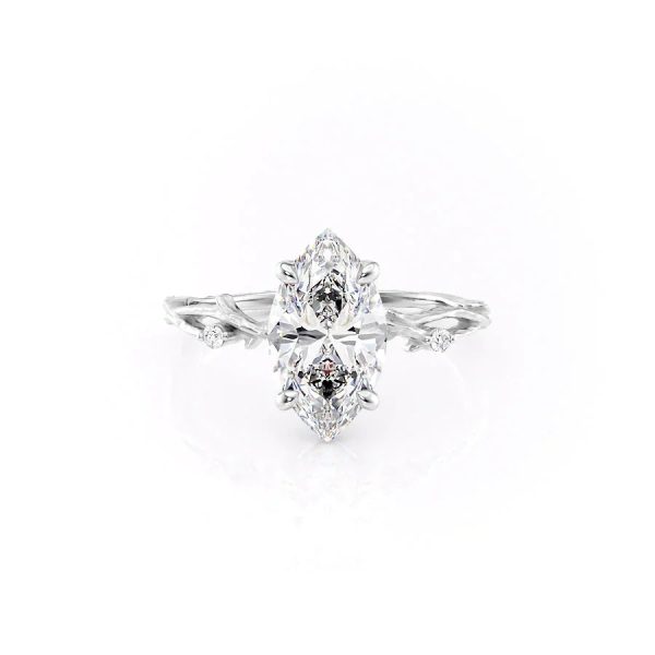 The Textured Twig Set With A 1.5 Carat Marquise Lab Diamond Fashion