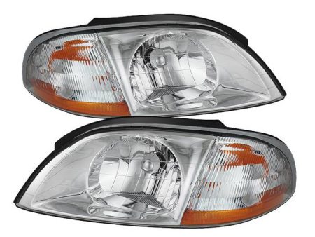 Xtune Headlights Ford Windstar (99-03) [OEM Style] Chrome w  Amber Bumper Lights Online Hot Sale