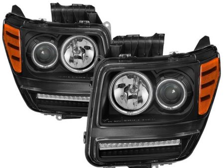 Xtune Projector Headlights Dodge Nitro (07-11) [CCFL Halo DRL Light Bar w  LED Signal Function] Black w  Amber Turn Signal Light Fashion