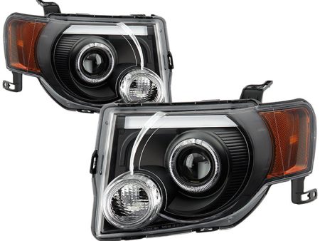 Xtune Projector Headlights Ford Escape (08-12) [LED Light Bar - Halogen Model] Black w  Amber Turn Signal Light Online now