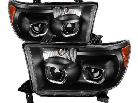 Xtune Projector Headlights Toyota Sequoia (08-13) [LED Halo DRL   Eliminates AFS Function - Halogen Model] Black or Chrome w  Amber Turn Signal For Sale