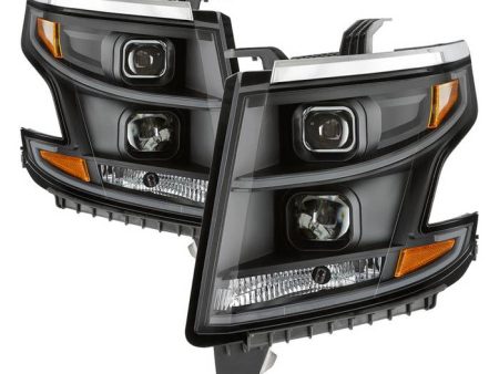 Xtune Projector Headlights Chevy Tahoe (15-18) [Light Bar DRL - Halogen Model] Black w  Amber Turn Signal Online