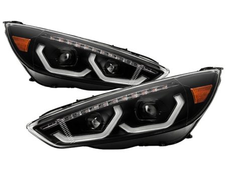 Xtune Projector Headlights Ford Focus (15-18) [DRL LED Light Bar - Halogen Model] Black or Chrome w  Amber Turn Signal Light Online now