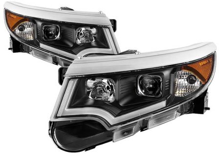 Xtune Projector Headlights Ford Edge (11-14) [DRL Light Bar - Halogen Model] Black or Chrome w  Amber Turn Signal Light For Discount