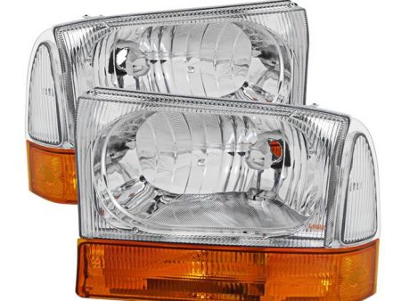 Xtune Crystal Headlights Ford Excursion (99-04) [OEM Style] Black or Chrome w  Amber Corner Lights Online