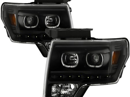 Xtune Projector Headlights Ford F150 (09-14) [LED Halo or  Light Bar DRL - Halogen Model] Black or Chrome w  Amber Turn Signal Light Sale