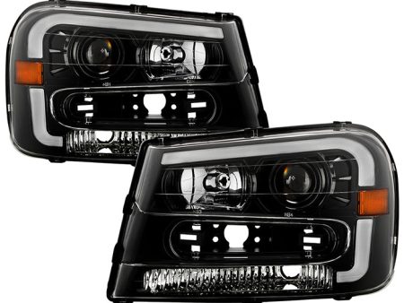 Xtune Projector Headlights Chevy Trailblazer (02-09) [Light Bar DRL - Halogen Model] Black or Chrome w  Amber Turn Signal Fashion