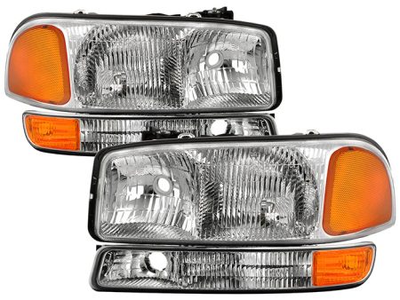 Xtune Headlights GMC Yukon (2000-2006) Chrome w  Amber Bumper Lights Online