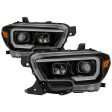 Xtune Projector Headlights Toyota Tacoma SR  SR5 (16-19) [w  DRL LED Light Bar & Amber Sequential Turn Signal - Halogen Model] Black or Chrome Hot on Sale