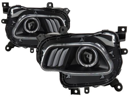 Xtune Projector Headlights Jeep Cherokee (14-19) [LED Light Tube - Halogen Model] Black or Chrome w  Amber Turn Signal Light Fashion