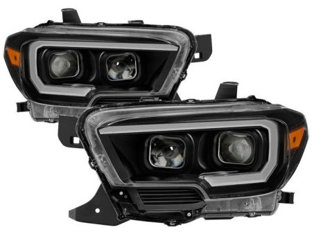 Xtune Projector Headlights Toyota Tacoma TRD (16-19) [w  DRL LED Light Bar & Amber Sequential Turn Signal - Halogen Model] Black or Chrome Discount