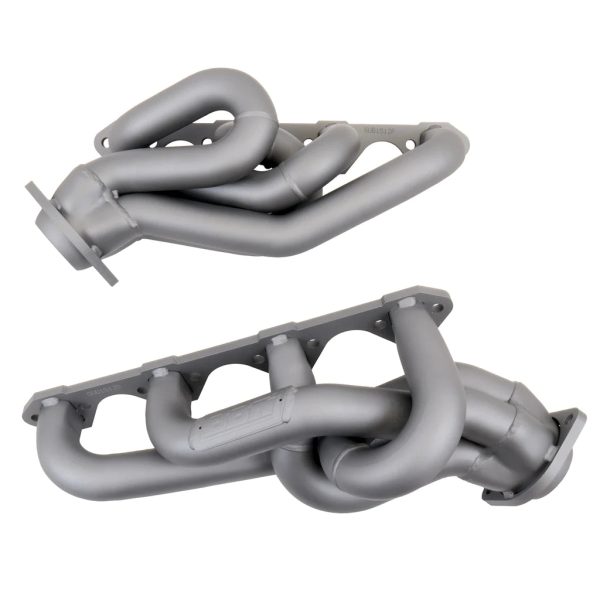 BBK 1-5 8  Shorty Headers Ford Mustang 5.0L V8 Fox (86-93) [1-5 8 Shorty Equal Length  CARB SMOG Legal] Titanium or Polished Silver Ceramic on Sale