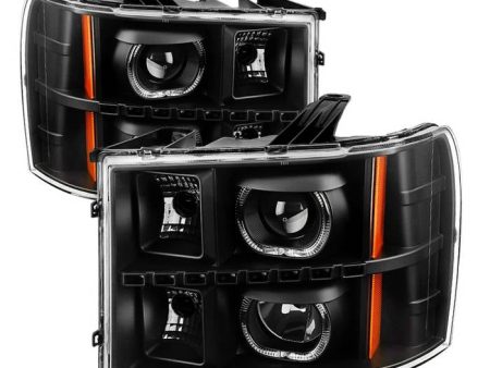 Xtune Projector Headlights GMC Sierra (07-13) [LED Halo - Halogen Model] Chrome or Black w  Amber Turn Signal Light Sale