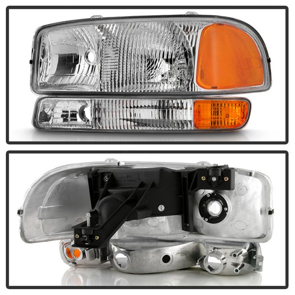 Xtune Headlights GMC Sierra (1999-2006) Chrome w  Amber Bumper Lights Hot on Sale