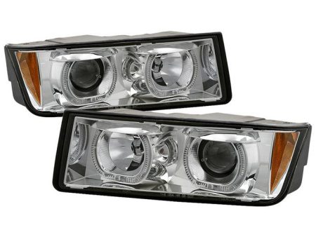 Xtune Projector Headlights Chevy Avalanche w  Body Cladding (02-06) [Halo DRL LED Light Bar - Halogen Model] Black or Chrome w  Amber Turn Signal Online Hot Sale