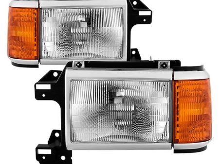 Xtune Headlights Ford F250  F350  F450 (87-91) [OEM Style] Chrome w  Amber Corner Lights For Discount