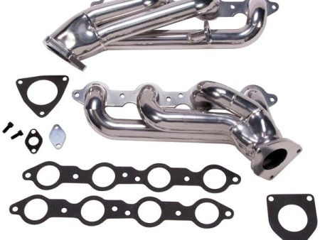 BBK Shorty Headers Chevy GMC Truck SUV V8 6.0L (99-13) [1-3 4   CARB SMOG Legal] Titanium or Polished Silver Ceramic Fashion