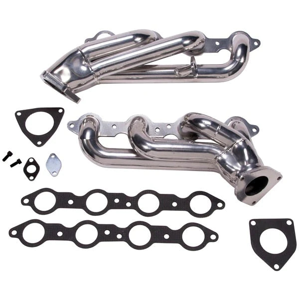 BBK Shorty Headers Chevy GMC Truck SUV V8 6.0L (99-13) [1-3 4   CARB SMOG Legal] Titanium or Polished Silver Ceramic Fashion