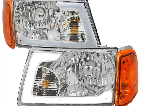 Spec-D Headlights Ford Ranger (01-11) w  DRL LED Bar - Chrome   Black   Smoked on Sale