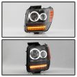 Xtune Projector Headlights Dodge Nitro (07-11) [CCFL Halo DRL Light Bar w  LED Signal Function] Black w  Amber Turn Signal Light Fashion