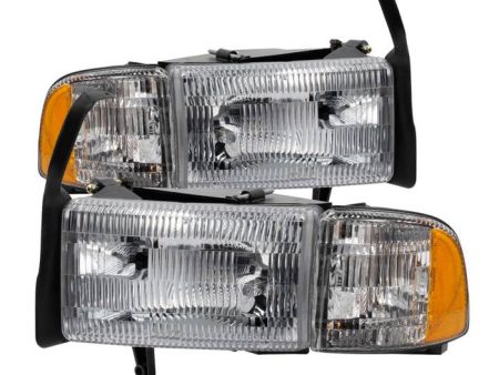 Xtune Headlights Ram 2500  3500 (94-02) [OEM Style] Chrome w  Amber Corner Lights Sale